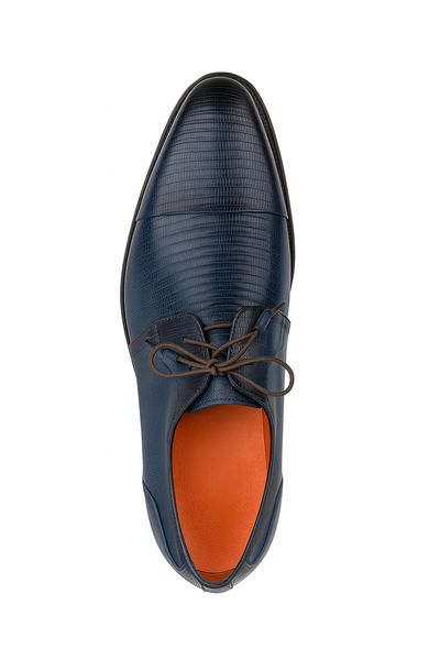 Lizard Skin Tassel Derby in Blue for men By Mezlan Made In Spain Brand 5   - from alligatorwarehouse.com