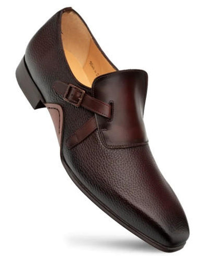 Mezlan Men's Aceto Deerskin Leather Burgundy/Chocolate Strap Slip 1   - from alligatorwarehouse.com