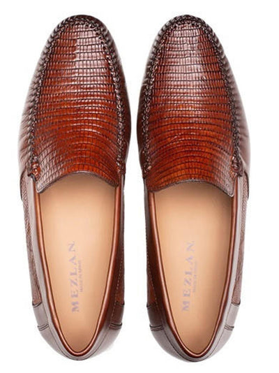 Mezlan Men's Cognac Lizard Skin and Napa Moccasin Loafer 2   - from alligatorwarehouse.com