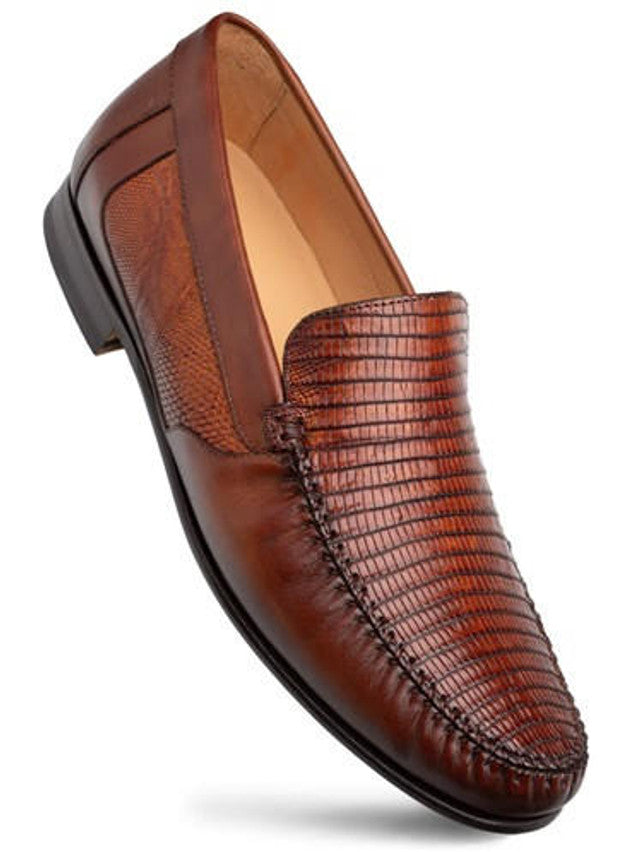 Mezlan Men's Cognac Lizard Skin and Napa Moccasin Loafer