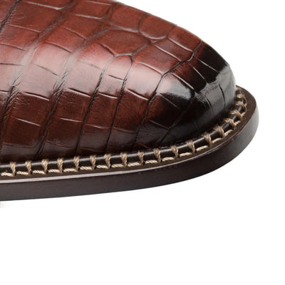 J Toe Cowboy Boots - J Toe Western Boots - Mezlan Men's Crocodile Buckle Shoes Sport Brown Magnus 2   - from alligatorwarehouse.com