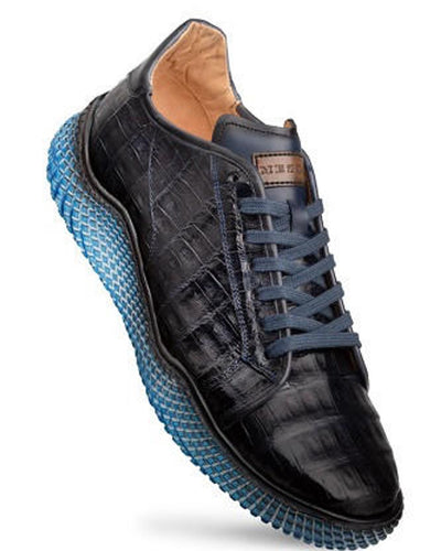 Mezlan Men's Gator Sneakers Blue Designer Fashion Sneaker 1   - from alligatorwarehouse.com