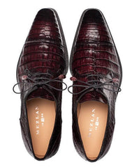 Mezlan Mens Shoes Crocodile Burgundy Derby Captoe Shoes