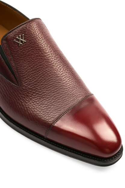 Mezlan Milani Burgundy Calfskin & Deerskin Men’s Classic Dress Slip On