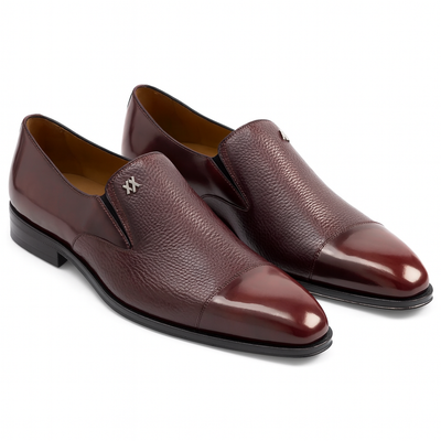 Mezlan Milani Burgundy Calfskin & Deerskin Men’s Classic Dress Slip On 11   - from alligatorwarehouse.com