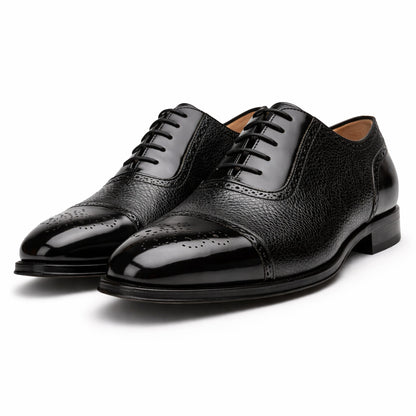 Mens Mezlan Murino Calf & Deerskin Cap Toe Dress Shoe in Black