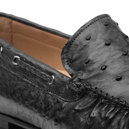 Mezlan Ostrich Dress Moccasin Black (RX612)