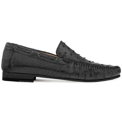 Mezlan Ostrich Dress Moccasin Black (RX612)