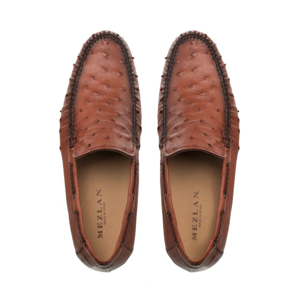 Mezlan Ostrich Dress Moccasin Brandy (RX612)