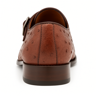 Mezlan Men's Genuine Full Quill Ostrich Leg Monk Brown  Strap Shoes 7   - from alligatorwarehouse.com