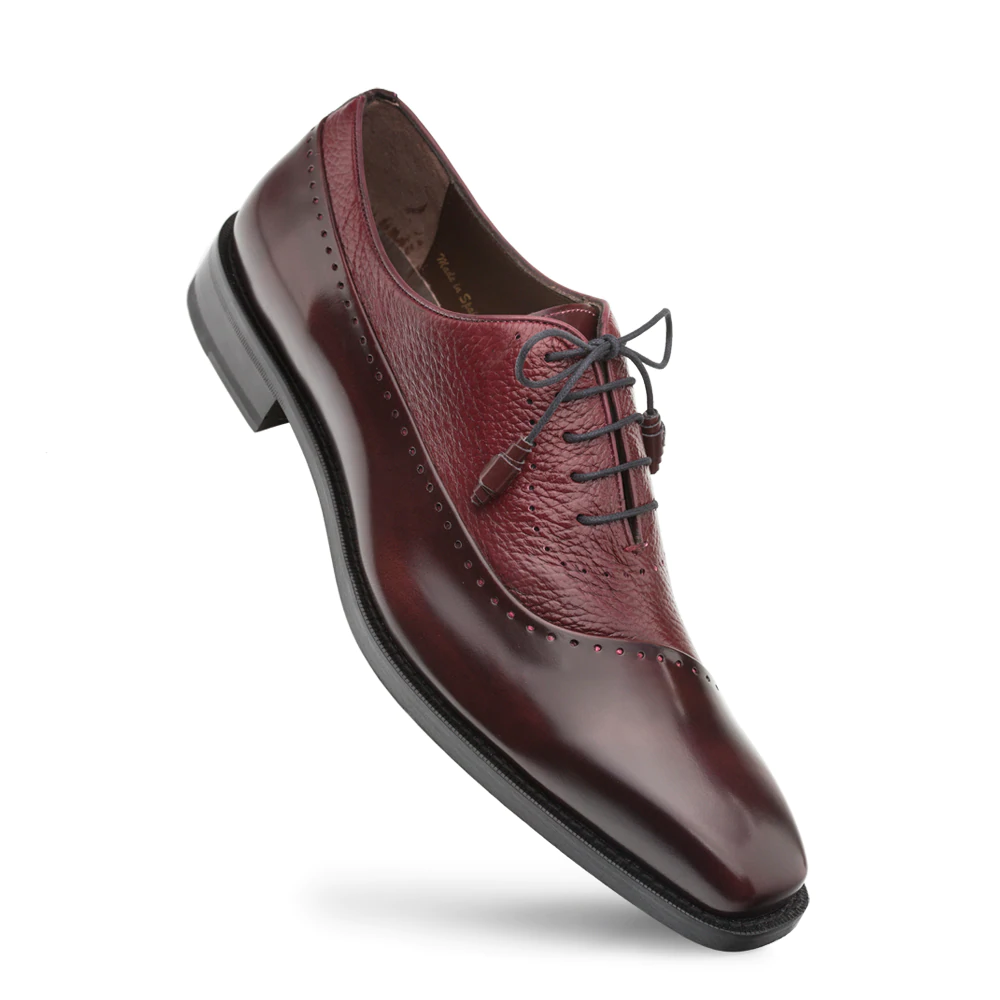 Mezlan Postdam Deerskin Calfskin Shoes Burgundy (16409)