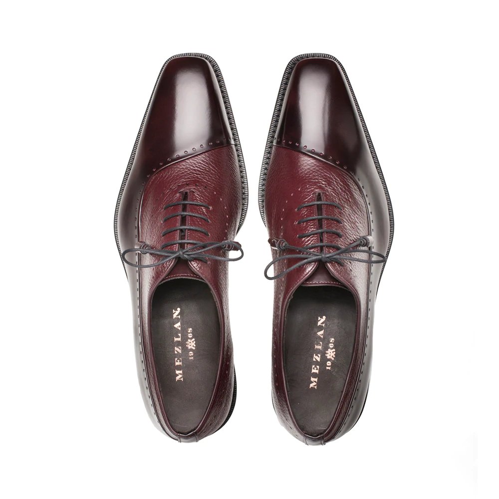 Mezlan Postdam Deerskin Calfskin Shoes Burgundy (16409)