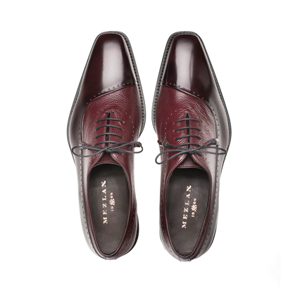 Mezlan Postdam Deerskin Calfskin Shoes Burgundy (16409)