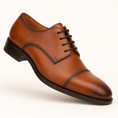 Mens Mezlan Republic Calfskin Cap Toe Blucher Dress Shoe in Tan 3   - from alligatorwarehouse.com
