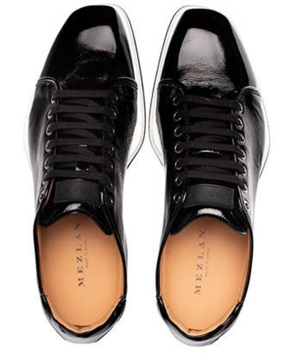 Mezlan Shiny Leather Sport Oxford Sneaker Black Cartuja 2   - from alligatorwarehouse.com