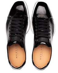 Mezlan Shiny Leather Sport Oxford Sneaker Black Cartuja