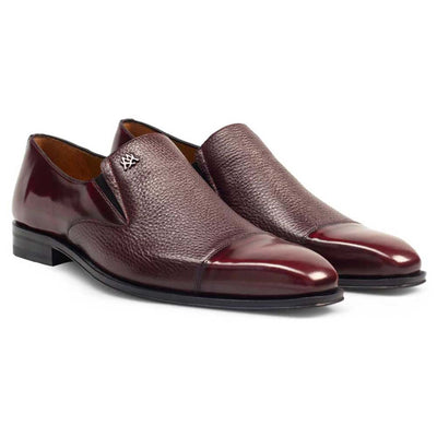 Mezlan Milani Burgundy Calfskin & Deerskin Men’s Classic Dress Slip On 4   - from alligatorwarehouse.com