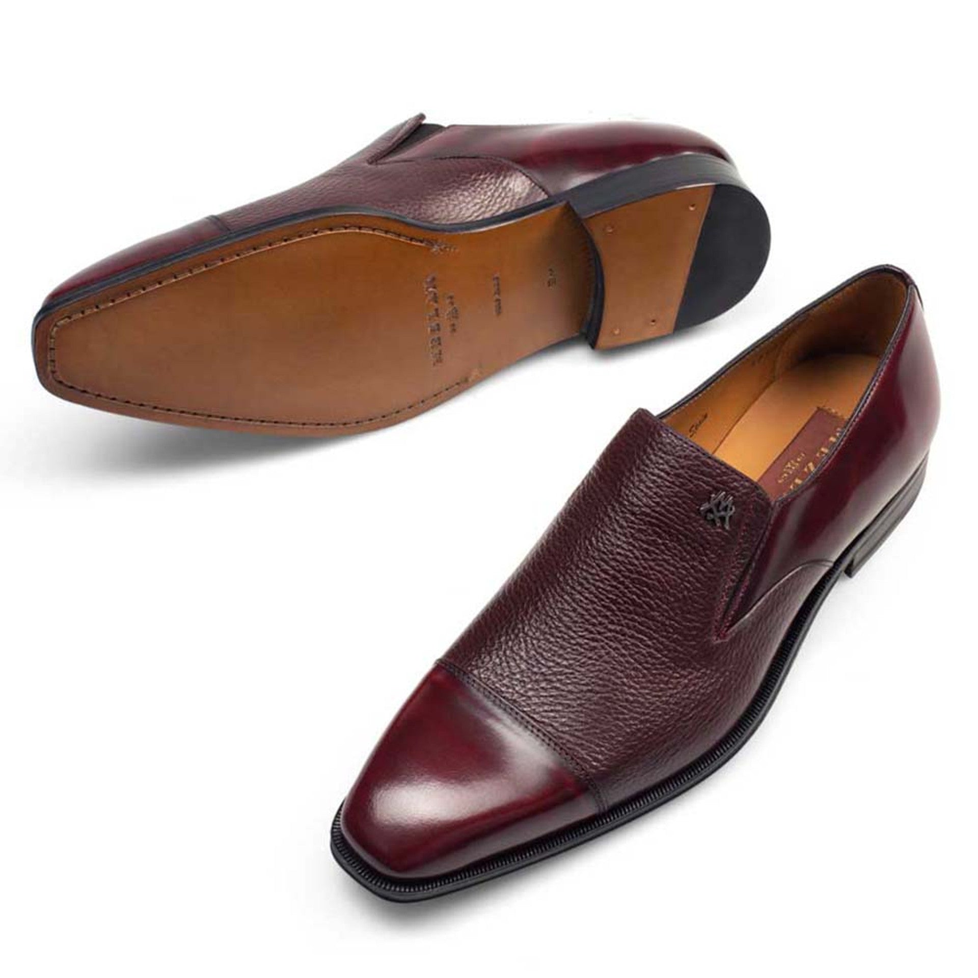 Mezlan Milani Burgundy Calfskin & Deerskin Men’s Classic Dress Slip On