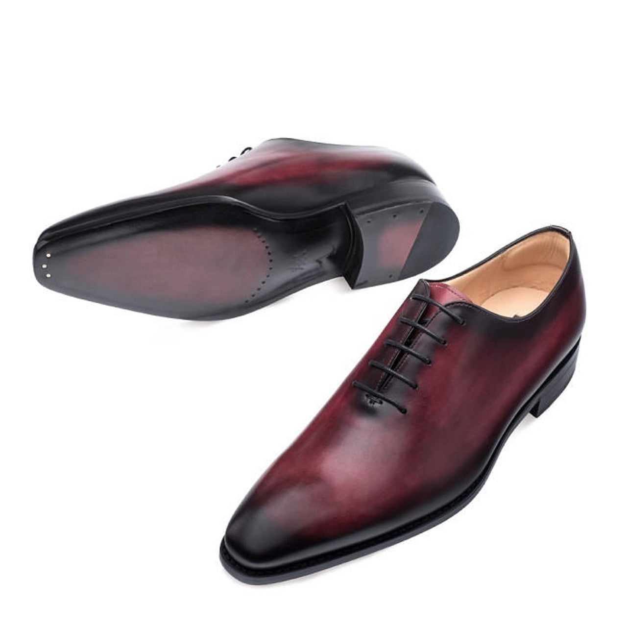 Mezlan Shoes Men's Burgundy Calfskin Plain Toe Oxford Pamplona