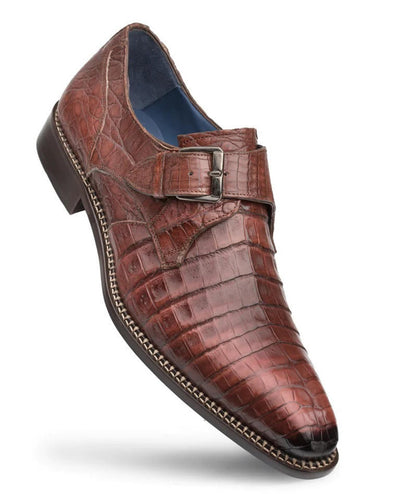 Mezlan Sport Brown Crocodile Monk Strap Dress Shoes Magnus 1   - from alligatorwarehouse.com