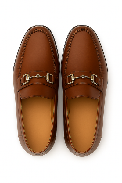 Mens Mezlan Brussels Metal Ornament Calfskin Loafer Dress Shoe in Tan 7   - from alligatorwarehouse.com