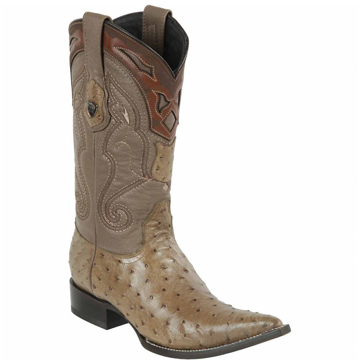 Mink ostrich pointed cowboy boot