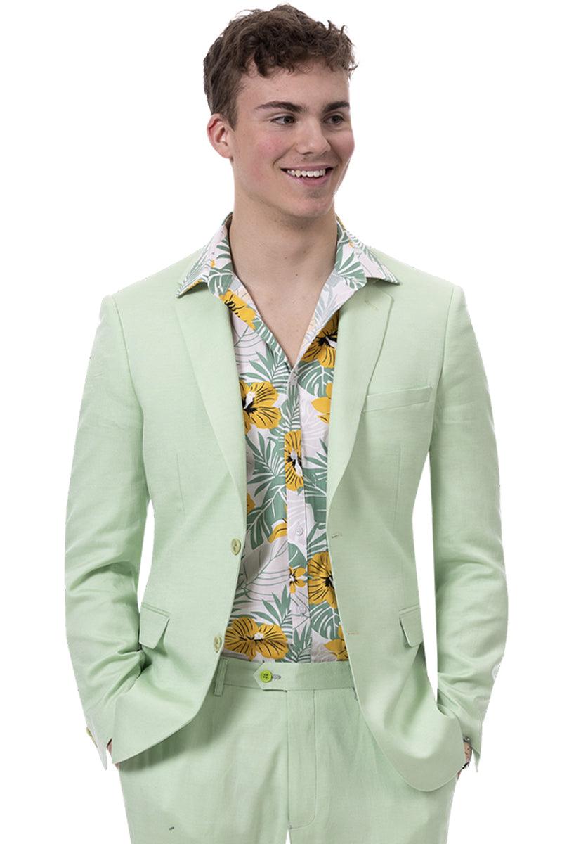 Mint Green Linen Suit by E.J. Samuel | Classic Men's Summer Style 1 M2792-Green-38-Short  - from alligatorwarehouse.com
