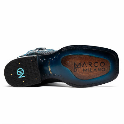 Marco Di Milano Missouri Black / Blue Python Square Toe Cowboy Boots 4   - from alligatorwarehouse.com