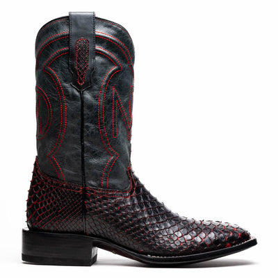 Marco Di Milano Missouri BlackCherry Python Square Toe Cowboy Boots 2   - from alligatorwarehouse.com