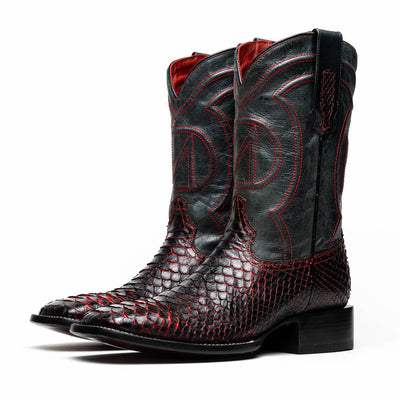 Marco Di Milano Missouri BlackCherry Python Square Toe Cowboy Boots 3   - from alligatorwarehouse.com