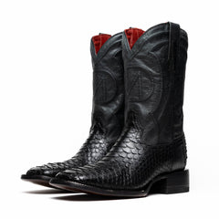 Marco Di Milano Missouri Black Python Square Toe Cowboy Boots