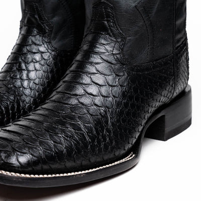 Marco Di Milano Missouri Black Python Square Toe Cowboy Boots 4   - from alligatorwarehouse.com