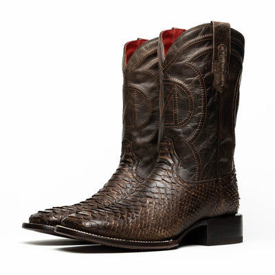 Marco Di Milano Missouri Brown Python Square Toe Cowboy Boots 3   - from alligatorwarehouse.com
