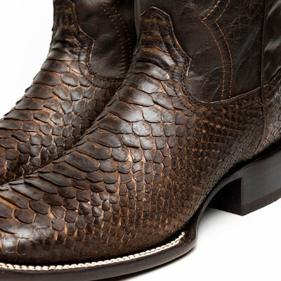 Marco Di Milano Missouri Brown Python Square Toe Cowboy Boots 4   - from alligatorwarehouse.com