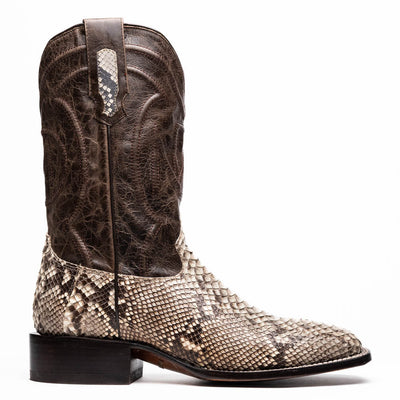 Marco Di Milano Missouri Natural Python Square Toe Cowboy Boots 2   - from alligatorwarehouse.com
