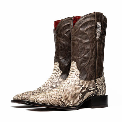 Marco Di Milano Missouri Natural Python Square Toe Cowboy Boots 3   - from alligatorwarehouse.com