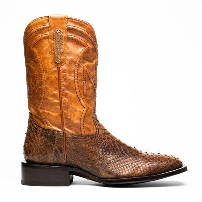 Marco Di Milano Missouri Cognac Python Square Toe Cowboy Boots 2   - from alligatorwarehouse.com