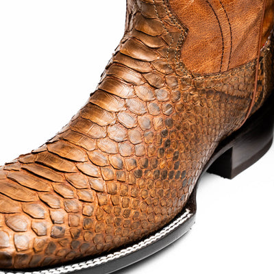 Marco Di Milano Missouri Cognac Python Square Toe Cowboy Boots 3   - from alligatorwarehouse.com