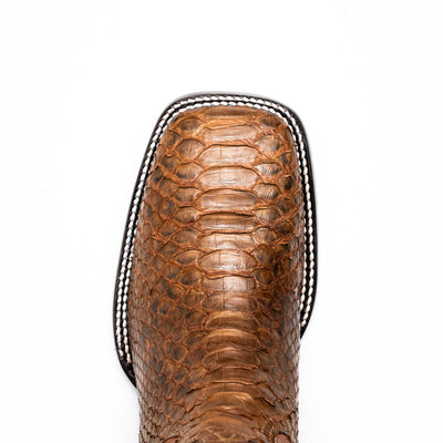 Marco Di Milano Missouri Cognac Python Square Toe Cowboy Boots 4   - from alligatorwarehouse.com