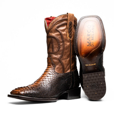 Marco Di Milano Missouri Lisboa Python Square Toe Cowboy Boots 1   - from alligatorwarehouse.com