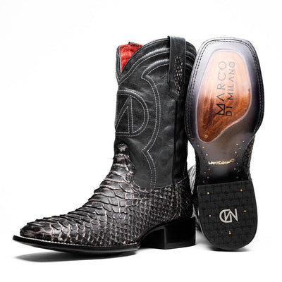 Marco Di Milano Missouri Stone White Python Square Toe Cowboy Boots 1   - from alligatorwarehouse.com