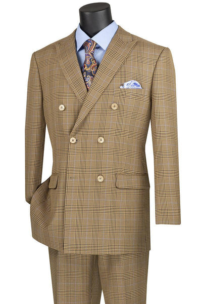 Mocha Windowpane Double Breasted Suit 1 SO1DRW-2_MOCHA_38S  - from alligatorwarehouse.com