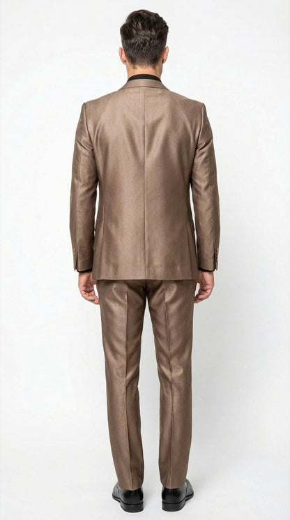 Men’s Bronze Brown Mocco 3 Piece Suit – Modern Formal Suit Set for Wedding, Prom and Business Events Light Brown Coffee Dark Tan