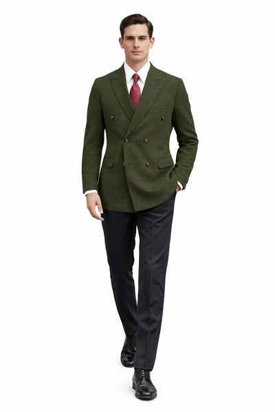 Mens Dark Green Winter Blazer - Hunter Sport Coat jacket Modern Fit 2 Buttons Style Notch