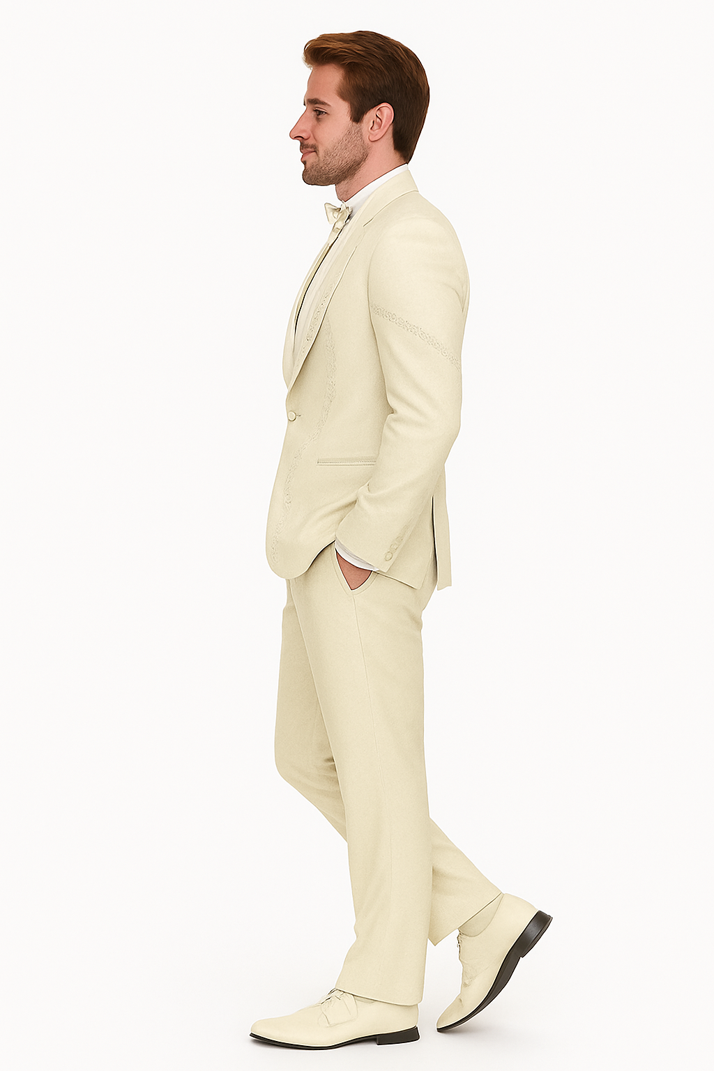 Off White Italian Wool 3-Piece Modern Fit Tuxedo 4   - from alligatorwarehouse.com