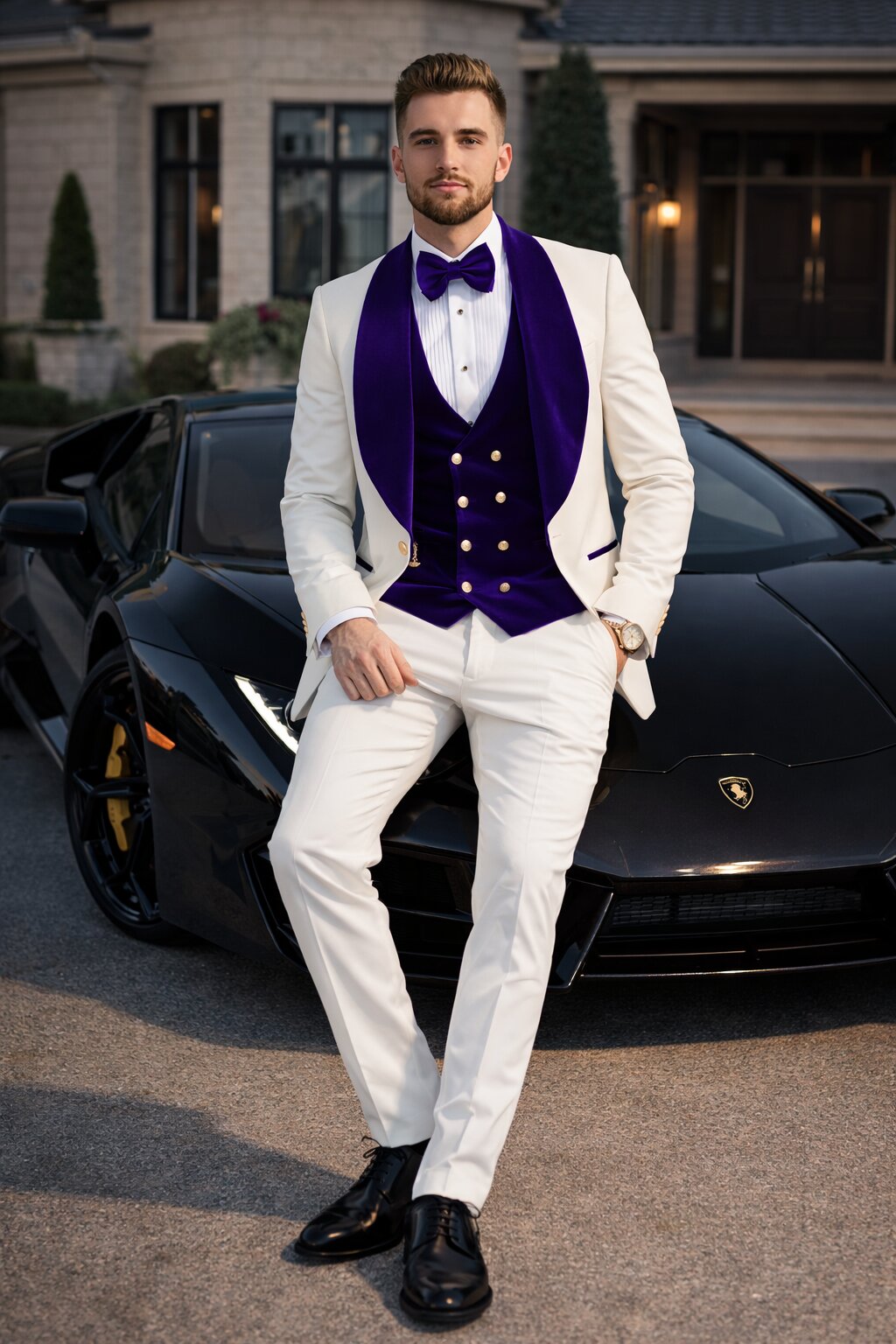 Purple Prom Suit - Purple Prom Outfit -White and Purple Prom  Tuxedo
