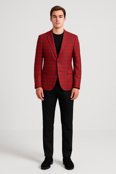 Modern Red Plaid Blazer – Tartan Windowpane Pattern Christmas Party Color 3   - from alligatorwarehouse.com