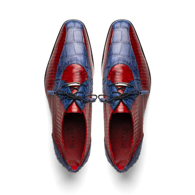 Marco Di Milano Moncalieri Navy/Red Genuine Alligator and Cobra Skin Dress Shoe 4 MONCALIERI_ALLIGATOR-COBRA_NAVY-RED_8  - from alligatorwarehouse.com