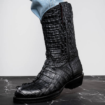 Marco Di Milano Marlboro Black Hornback Crocodile Tail Tractor Sole Cowboy Boots 10   - from alligatorwarehouse.com