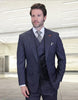 Statement Men's 3-Piece Modern Fit Suit – 100% Wool with Double-Breasted V-Neck Vest 3 MONTE-EGGPLANT-34S  - from alligatorwarehouse.com